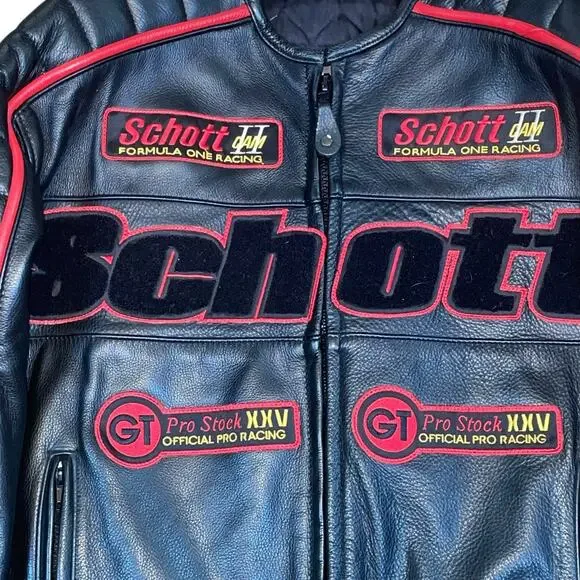 Schott NYC F1 Formula One Moto Racing Motorcycle Jacket Made IN USA XL Vintage